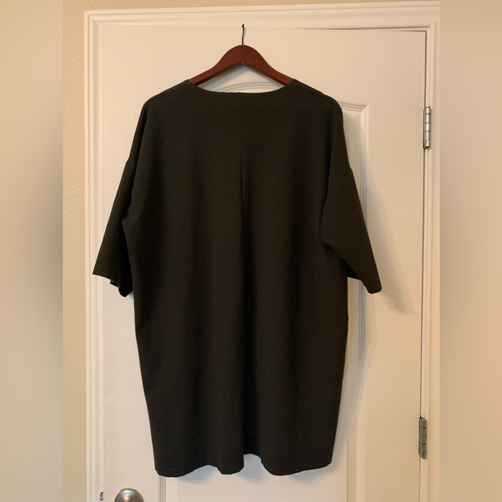 Bryn Walker black V-neck oversized long tunic top pockets Large Lagenlook L-XL - Picture 2 of 16